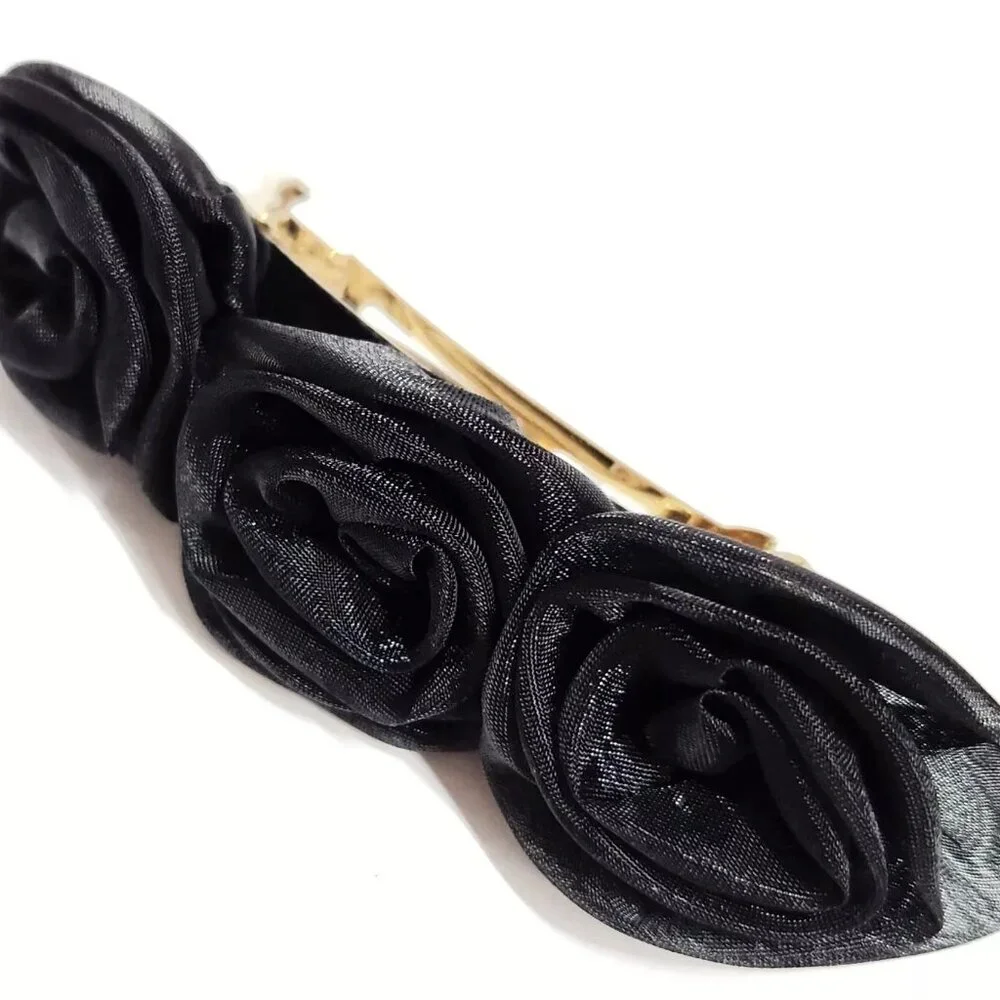 J. Crew Black Organza Rosette Barrette/NWT
